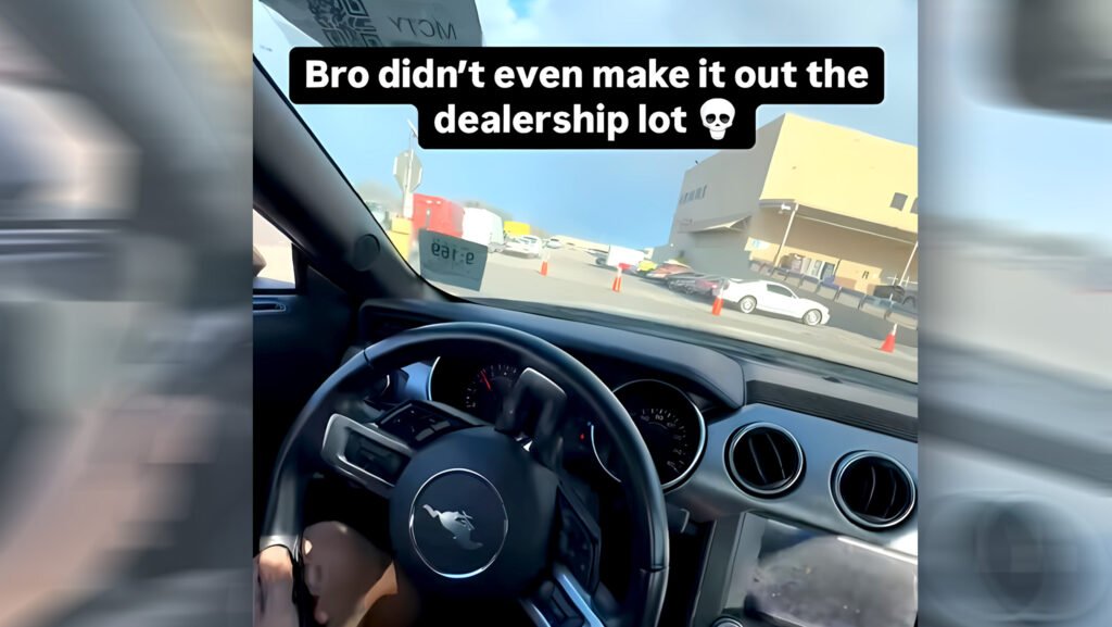 Mustang Didn’t Even Make It Out Of The Lot Before Crashing