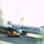 American Airlines flight catches fire at Denver airport