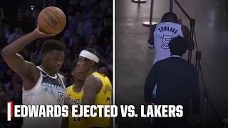 Anthony Edwards throws ball into crowd after being ejected vs. Lakers | NBA on ESPN
