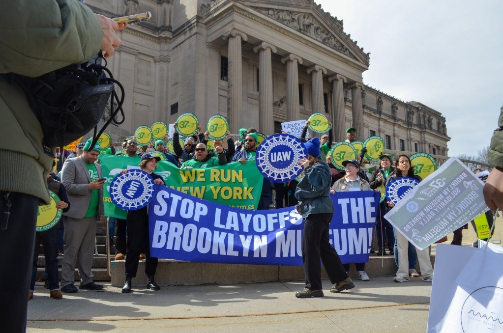 Workers Rally Outside Brooklyn Museum as Layoffs Deadline Looms 