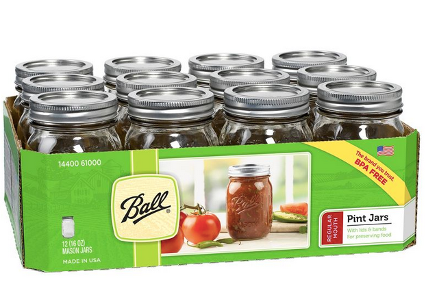 Ball Regular Mouth Pint Mason Jars 12-pack only $11.49!