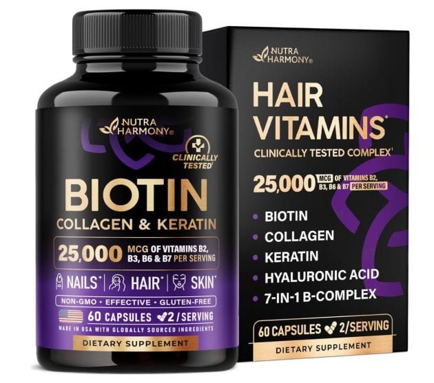 Biotin, Collagen, Keratin Supplement, 60 capsules only $19.59 shipped {Over 6K Five Star Reviews!}