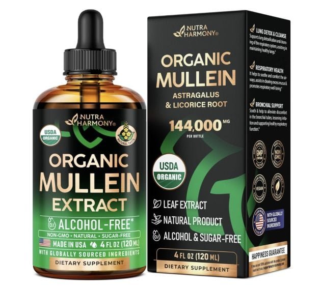 Mullein Leaf Organic Liquid Drops only $20.92 shipped!