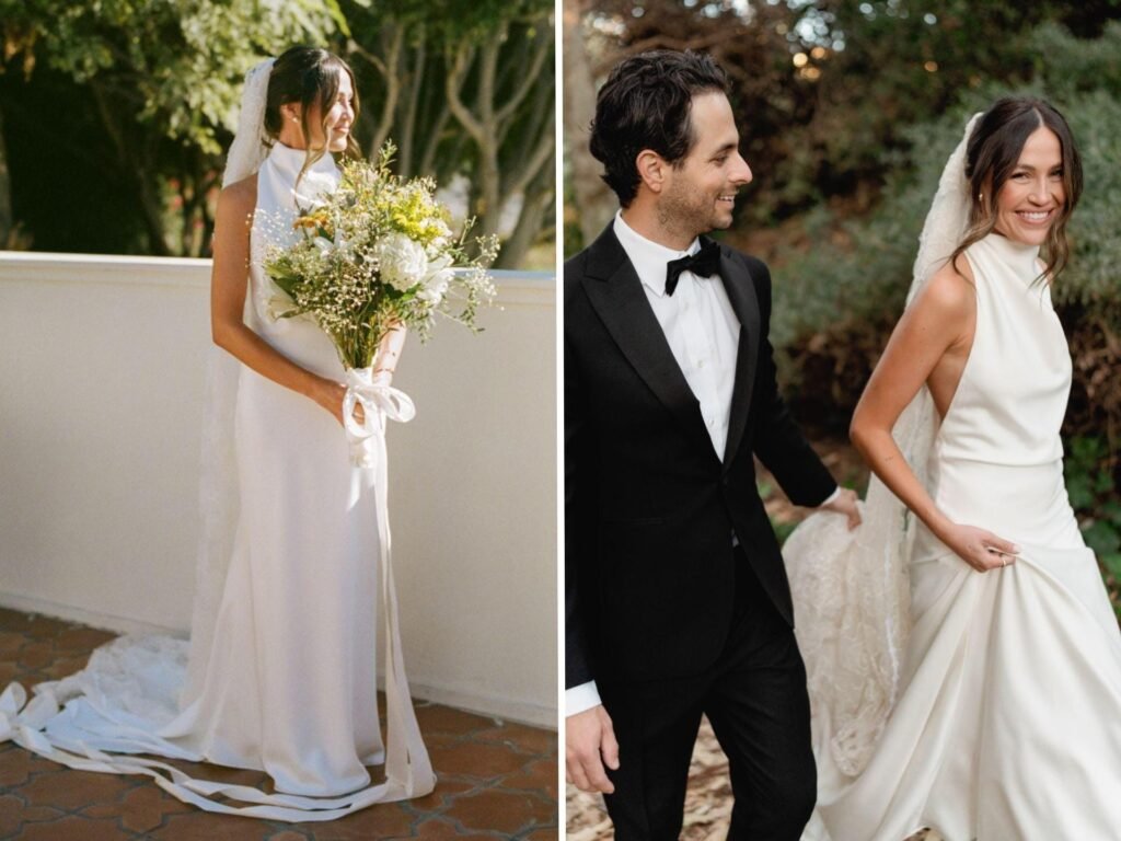 A bride chose the first wedding dress she tried on and paired it with a veil made by her grandmother