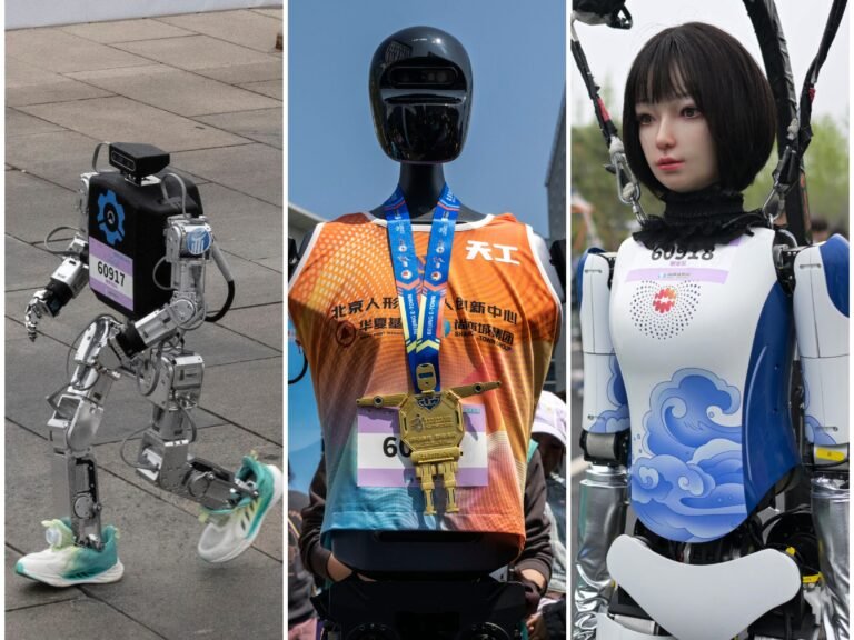 Humanoid robots tripped and fell and took down a handler during a half-marathon in Beijing