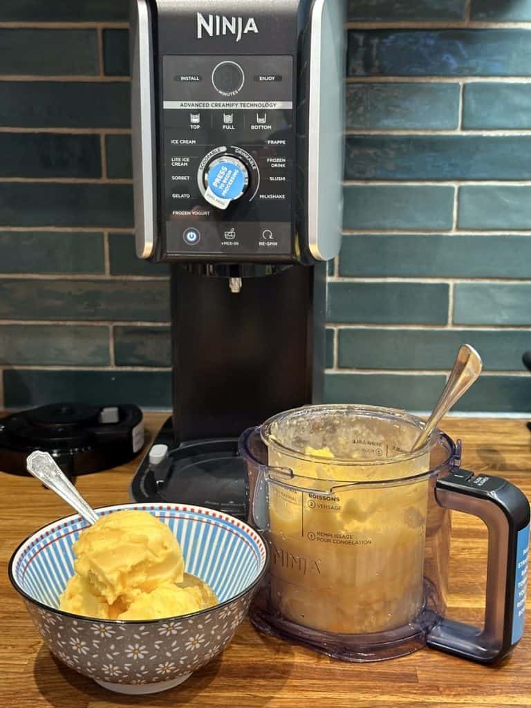 Simple Vegan Peach Sorbet in Ninja Creami