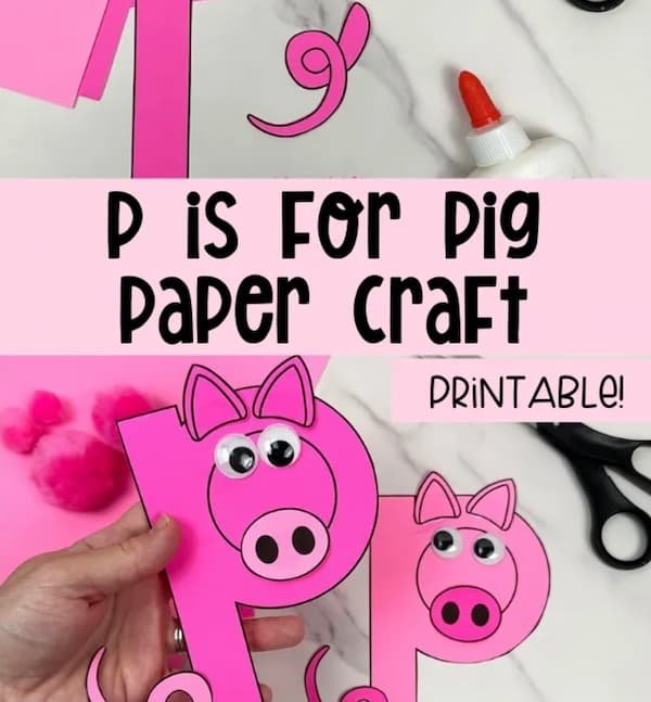 Free Printable P is for Pig Paper Craft