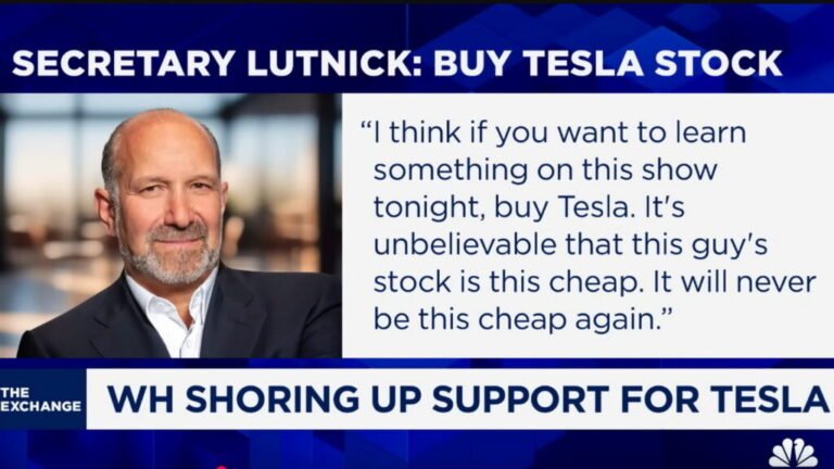 Trump’s Commerce Secretary Said Tesla Stock Would Never Be This Cheap, The Market Called His Bluff