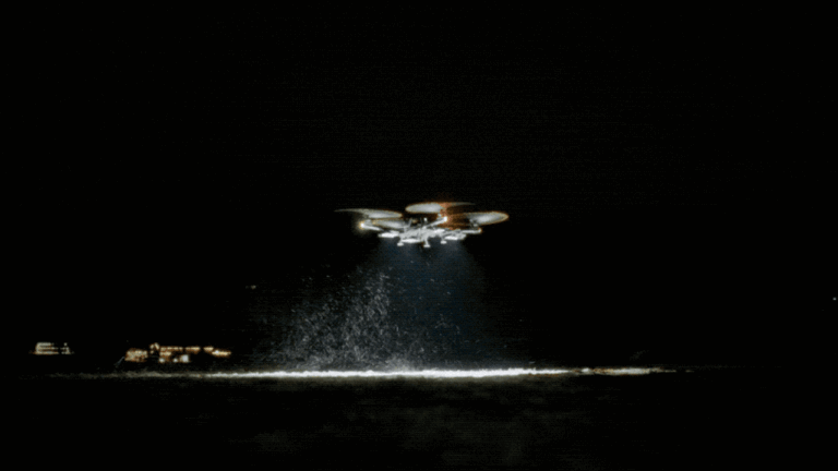 This new drone can turn a dark night sky into daylight in a few seconds