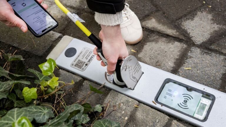 Can you find this sidewalk EV charger? It’s hiding inside the curb
