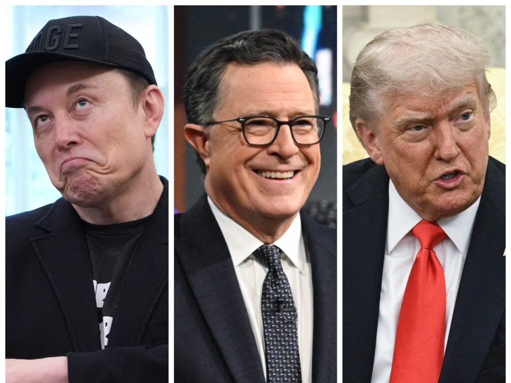 Late-night hosts from Kimmel to Colbert are having a field day with the Trump-Musk feud
