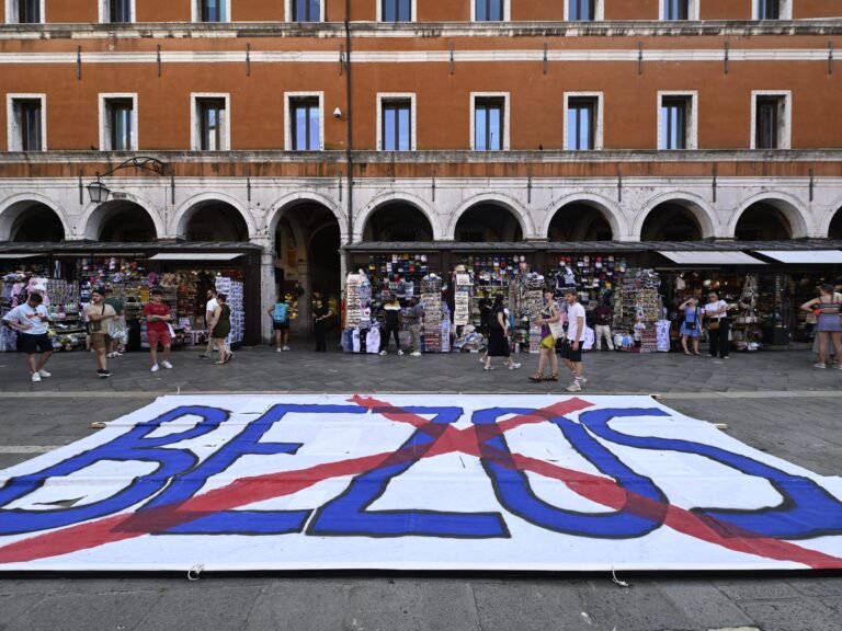 Photos show Venice locals protesting Jeff Bezos and Lauren Sánchez's wedding: 'No space for Bezos'
