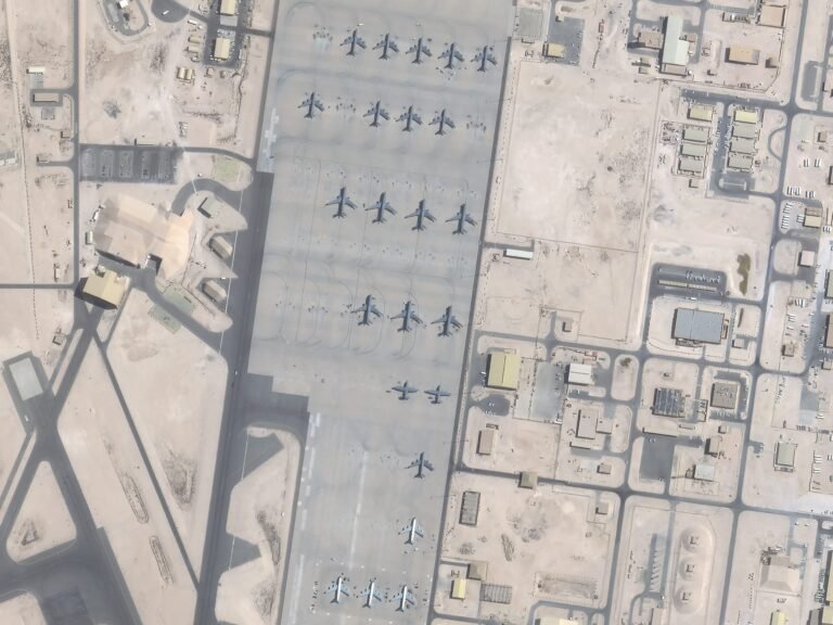Satellite images show American military planes missing from a vulnerable base as the US fortifies its Middle East presence