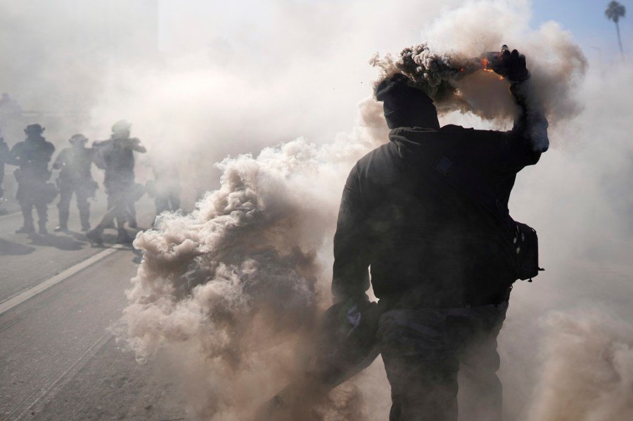 Los Angeles unrest: The projectiles flying in both directions