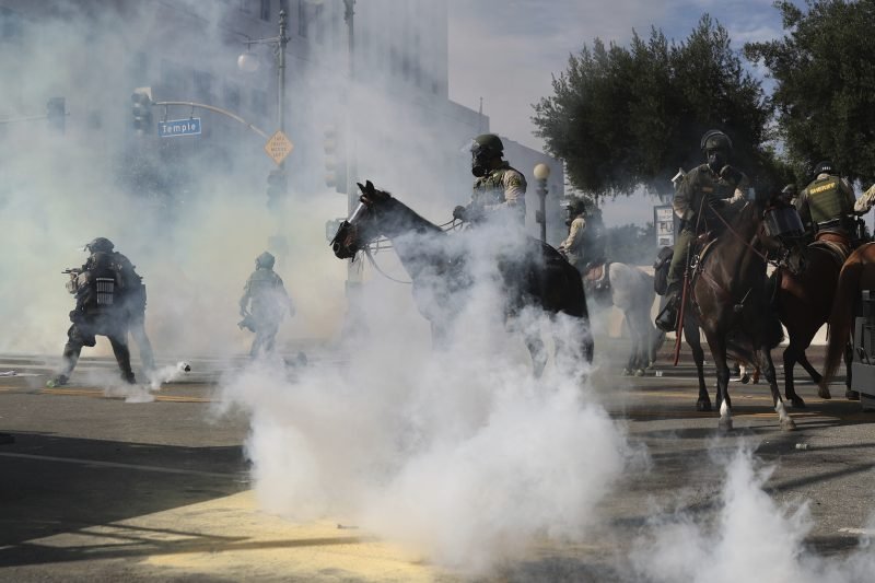 Officers deploy tear gas, rubber bullets to clear protesters in downtown L.A.