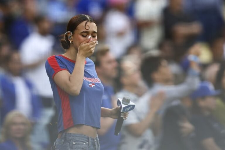 Singer performs US national anthem in Spanish at Dodger Stadium: 'Felt like I needed to'