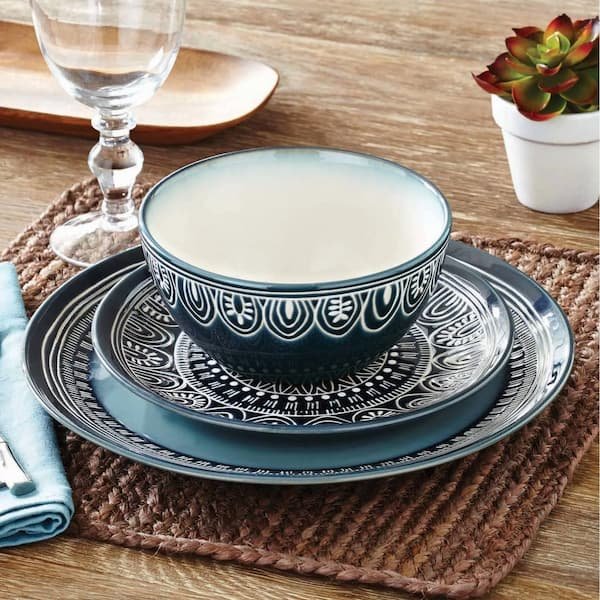 Better Homes & Gardens Teal Medallion 12-Piece Stoneware Dinnerware Set only $14.65, plus more!