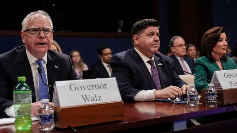 Insults fly as blue-state governors battle GOP at feisty hearing