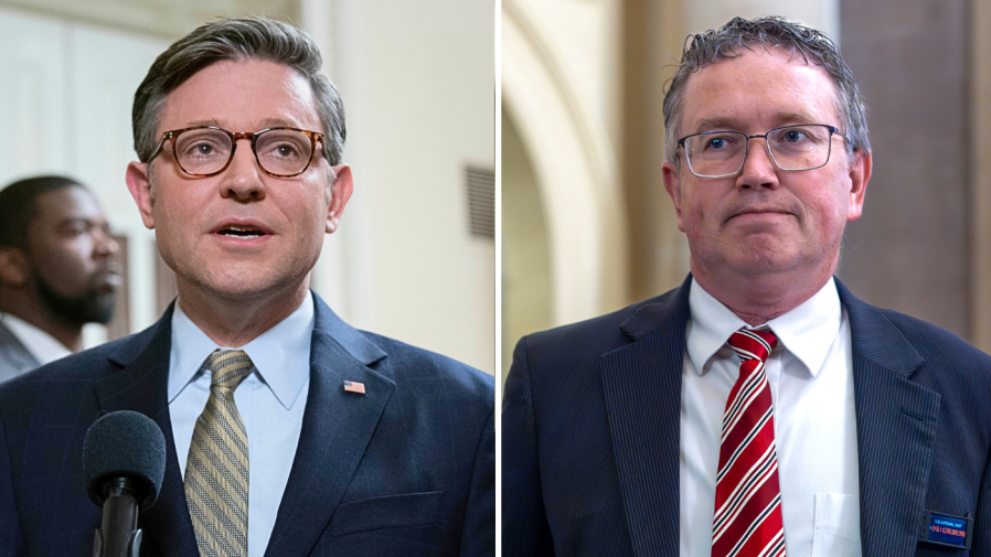 Speaker Johnson stops short of backing Massie for re-election amid Trump feud