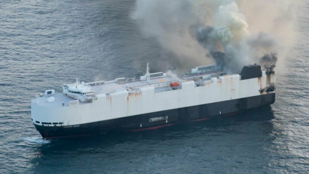That Burning Ship Packed With Cars Just Disappeared Into The Deep