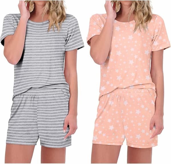 Women’s Short Sleeve Top with Shorts Pajama Sets 2-Pairs only $16.49!