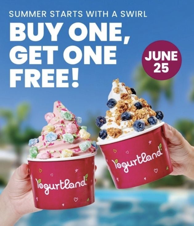 Yogurtland: Buy One, Get One Free Cup of Frozen Yogurt on June 25th!