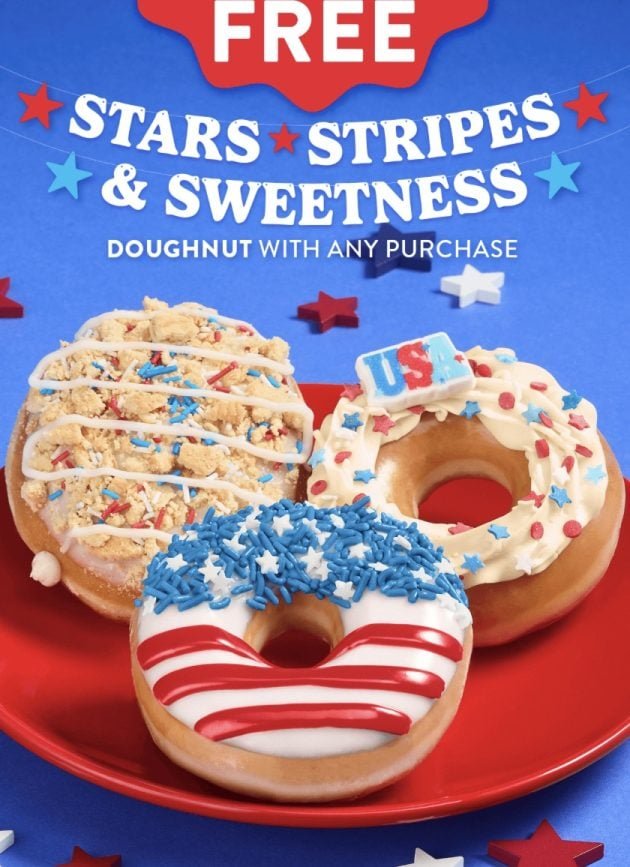 Krispy Kreme Rewards Members: Free Stars, Stripes, and Sweetness Doughnut!