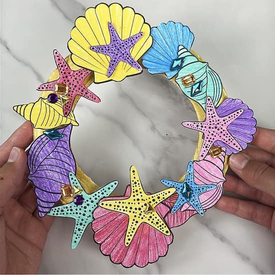 Free Printable Seashell Paper Plate Wreath Craft