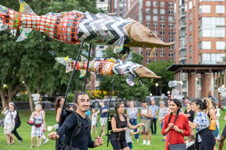 Greg Corbino’s Fish Puppets Made from Reclaimed Trash Migrate Along the Hudson River