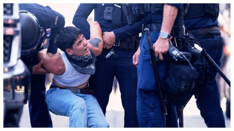 Tensions rise in Los Angeles as police declare 'unlawful' assembly