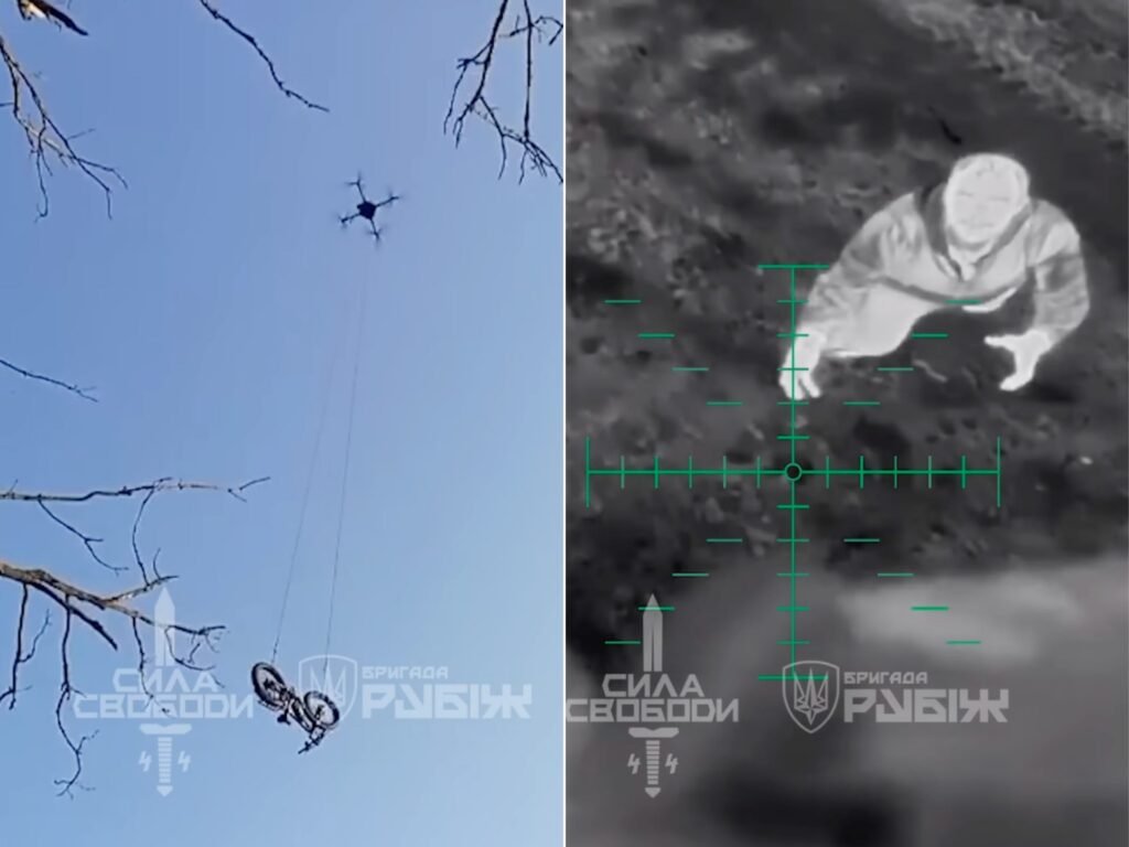 Drones were just used to drop a vehicle on the battlefield for a stranded soldier, Ukrainian brigade says