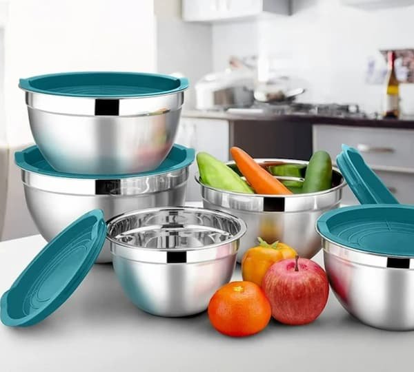 Stainless Steel Nesting Mixing Bowls with Lids (Set of 5) only $18.89!