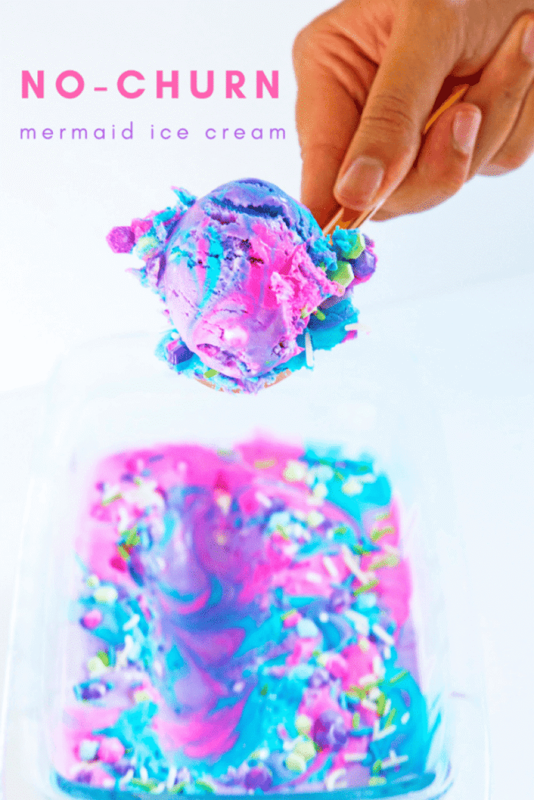 Homemade No-Churn Mermaid Ice Cream Cone Recipe