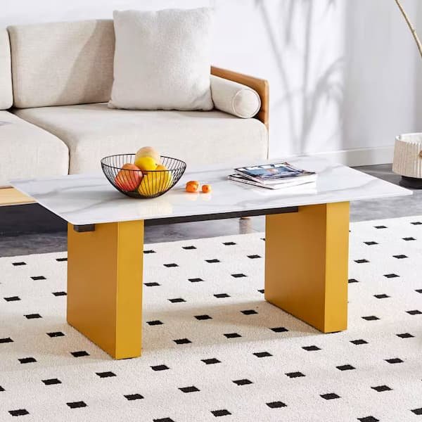 Polibi Golden Rectangle Glass Coffee Table only $43.19 shipped, plus more!