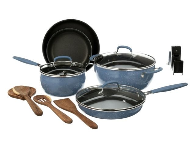 The Pioneer Woman Frontier Speckle 12-Piece Aluminum Cookware Set only $39.50 shipped!