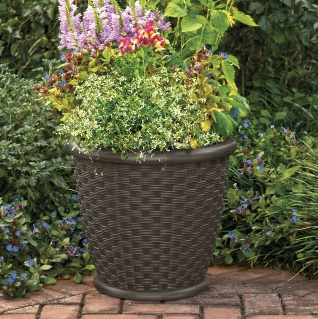 Lightweight Resin Wicker Design Flower Planters (Set of 2) only $29.80 shipped!