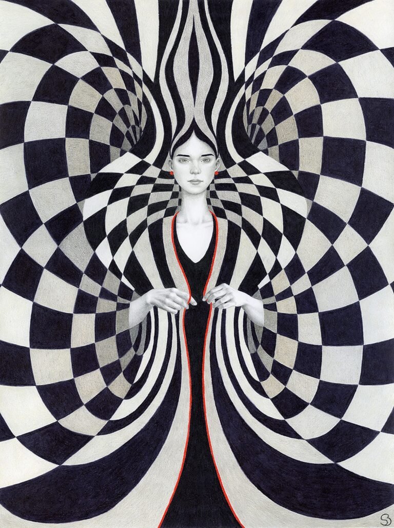 Hypnotic Patterns Envelop Sofia Bonati’s Nostalgic and Stylish Imagined Portraits