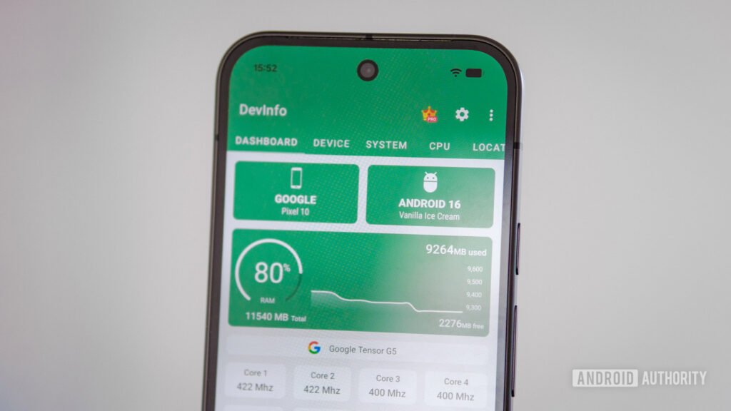 The Pixel 10 comes with 12GB of RAM, but Google has locked some of it away
