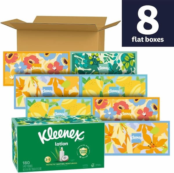 Kleenex Facial Tissues with Lotion, 8 Flat Boxes only $13.32 shipped!