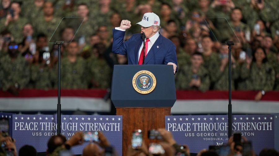 Trump rallies US troops in Japan