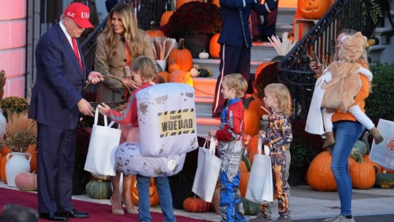 Trumps host trick-or-treaters for Halloween at the White House