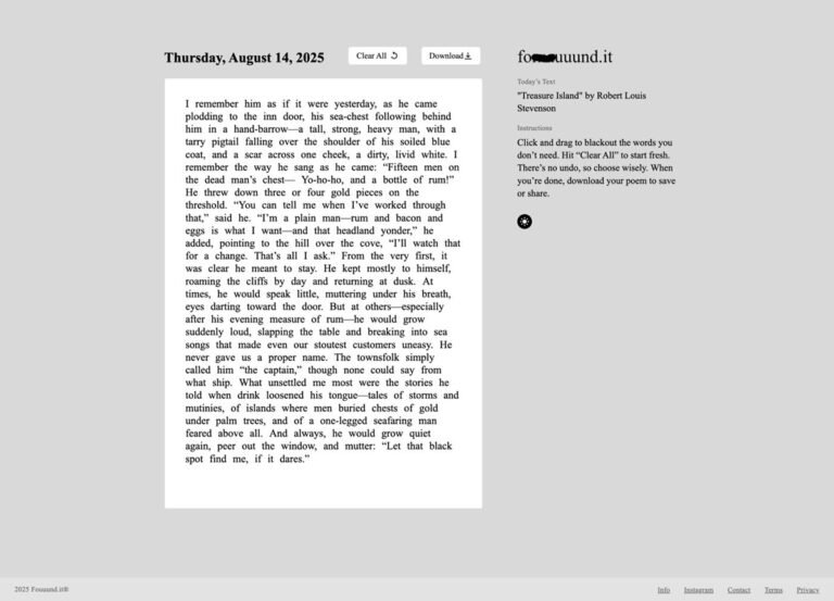 “fouuund.it” Daily Poetry Platform by Artist Emily Edwards
