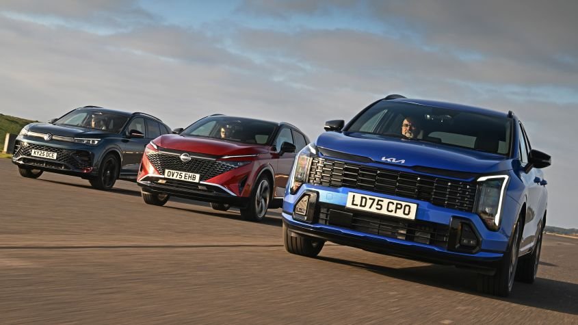 Kia Sportage vs Nissan Qashqai vs Volkswagen Tiguan: SUV big-sellers do battle