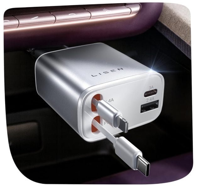 LISEN Retractable Car Charger only $11.99!