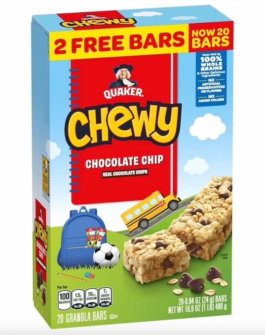 Quaker Chewy Chocolate Chip Granola Bars, 20 count only $2.59!