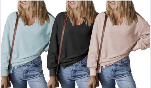 Women’s V Neck Waffle Knit Top only $14.99, plus more!