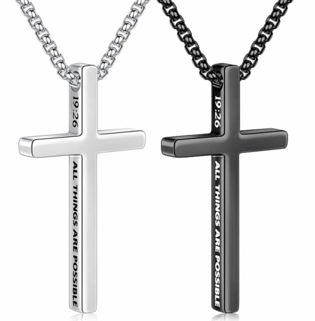Black & Silver Cross Necklace (2 pack) only $4.99!