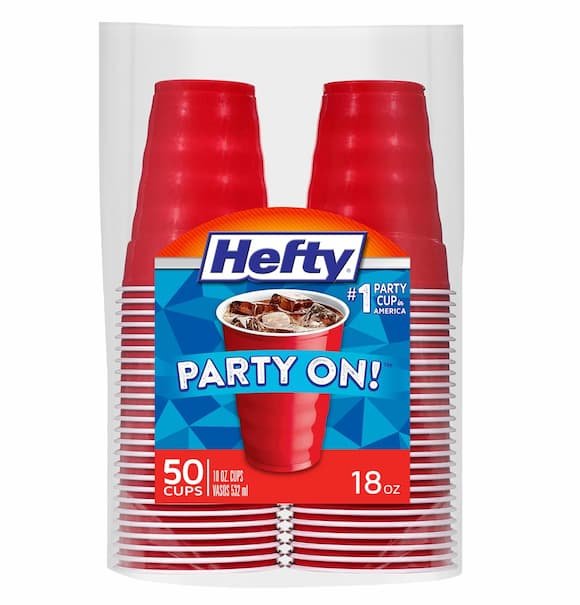 Hefty Party On Red Plastic Cups 50-Count only $3.21 shipped!