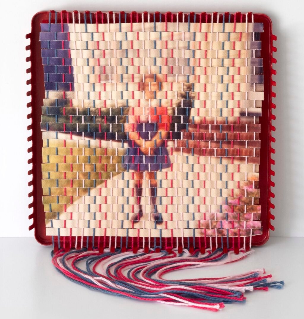 Pam Connolly Tenderly Weaves Family Snapshots on Vintage Potholder Looms