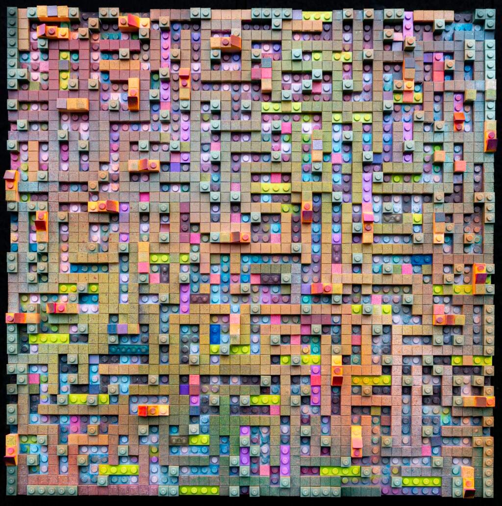 Painted LEGO Bricks Appear to Move and Vibrate in Katherine Duclos’ Assemblages